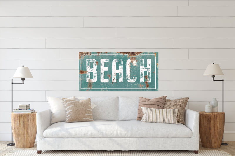 Vintage Rust Beach Sign