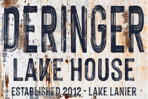 Rustic Lake House - Personalized Name Sign