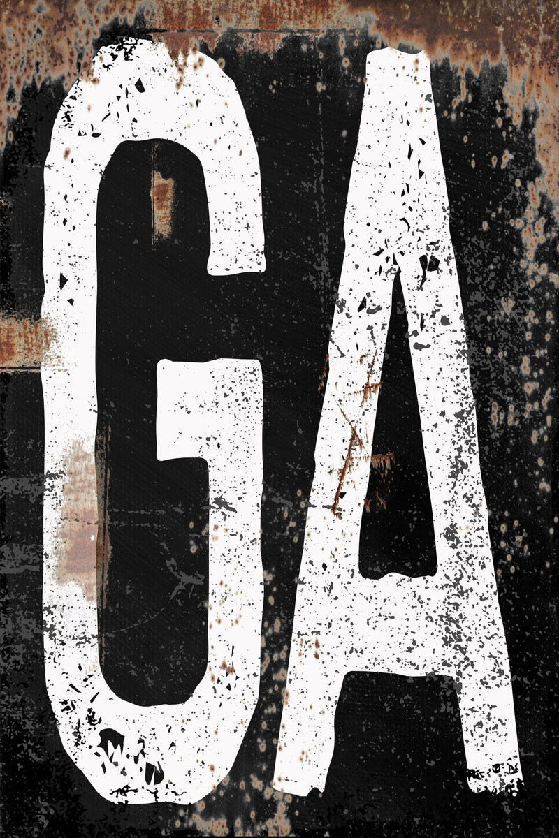 Urban Grunge State Initials - Personalized Sign